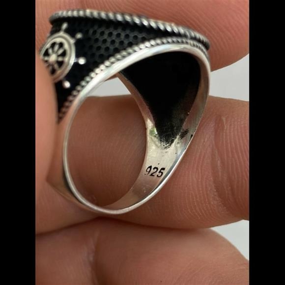 14K Gold Maritime Signet Ring, Nautical Compass Ring for Men  Real 14k Gold Plated Real Solid 925 Sterling Silver Anchor Sailor Compass Ring